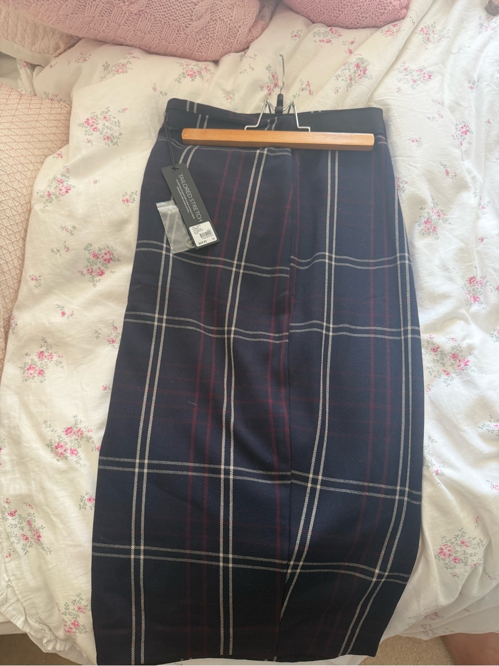 Lane Bryant Navy Windowpane Plaid Pencil Skirt